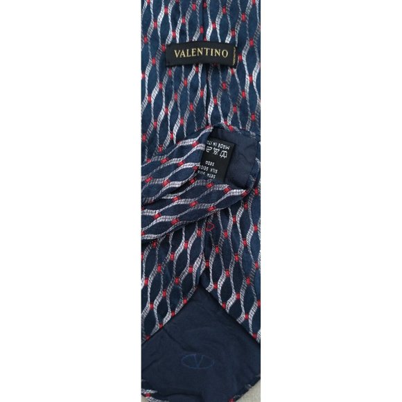VALENTINO Blue Geometric Silk Tie ITALY 60"/ 3.7" EC - Picture 2 of 3